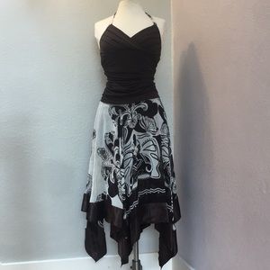EUC Brown Cream Floral Scarf Dress
